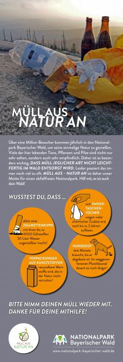 Das Infoplakat zur Müllkampagne. (Layout/Grafik: Annemarie Schmeller/Nationalpark Bayerischer Wald)